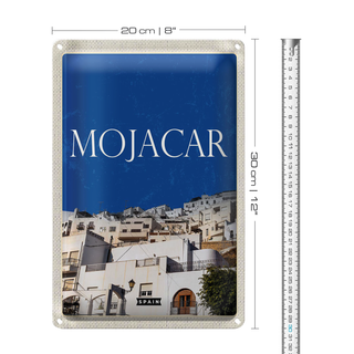 Blechschild Reise 20x30cm Retro Mojacar Spain Spanien Himmel