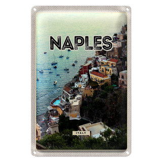 Blechschild Reise 20x30cm Naples Italy Neapel Italien Panorama