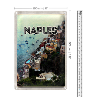 Blechschild Reise 20x30cm Naples Italy Neapel Italien Panorama