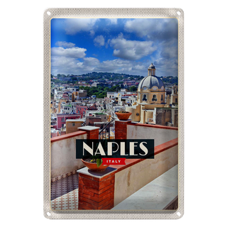 Blechschild Reise 20x30cm Naples Italy Neapel Panorama Himmel