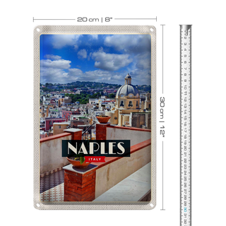 Blechschild Reise 20x30cm Naples Italy Neapel Panorama Himmel