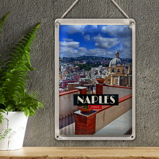 Blechschild Reise 20x30cm Naples Italy Neapel Panorama Himmel