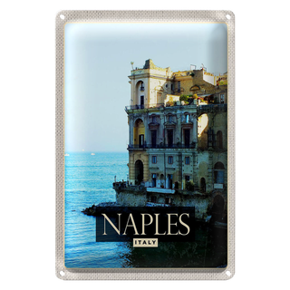 Blechschild Reise 20x30cm Naples Italy Neapel Panorama Meer