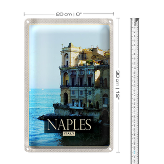 Blechschild Reise 20x30cm Naples Italy Neapel Panorama Meer