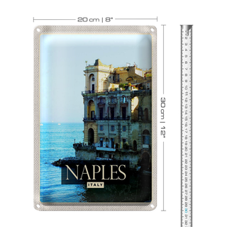 Blechschild Reise 20x30cm Naples Italy Neapel Panorama Meer