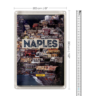 Blechschild Reise 20x30cm Naples Italy Neapel guide of city Meer