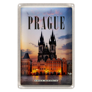 Blechschild Reise 20x30cm Retro Prague Prag Czech Republik