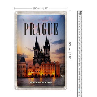 Blechschild Reise 20x30cm Retro Prague Prag Czech Republik