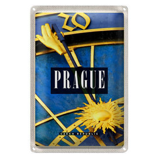 Blechschild Reise 20x30cm Prague Prag astronomische Uhr