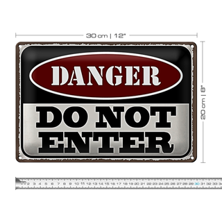 Blechschild Spruch 30x20cm Warning do not enter Betreten Verbot