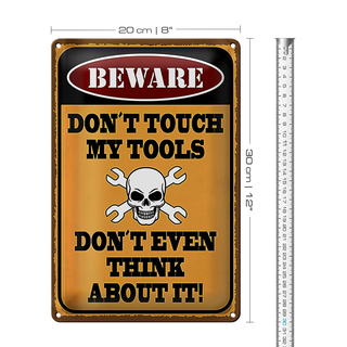 Blechschild Spruch 20x30cm beware don´t touch my tools