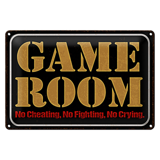 Blechschild Spruch 30x20cm Game room no cheating no fighting