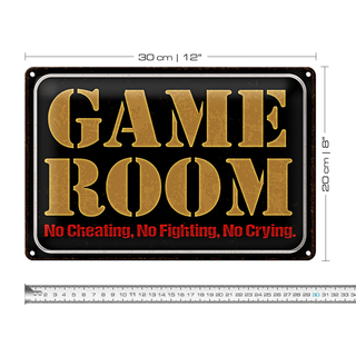Blechschild Spruch 30x20cm Game room no cheating no fighting