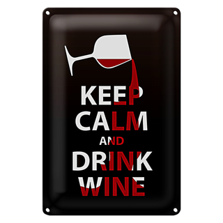 Blechschild Spruch 20x30cm Keep Calm and drink wine