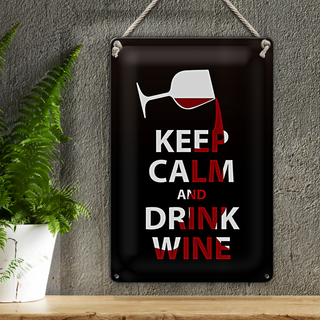 Blechschild Spruch 20x30cm Keep Calm and drink wine