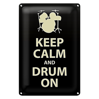 Blechschild Spruch 20x30cm Keep calm and drum on
