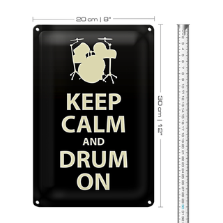 Blechschild Spruch 20x30cm Keep calm and drum on