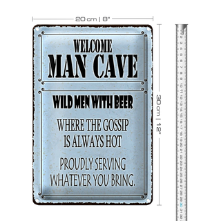 Blechschild Spruch 20x30cm welcome man cave wild men with Beer