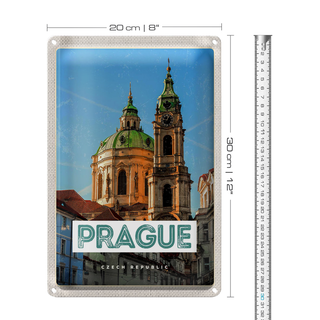 Blechschild Reise 20x30cm Prague St. Nikolaus Kirche Kostel
