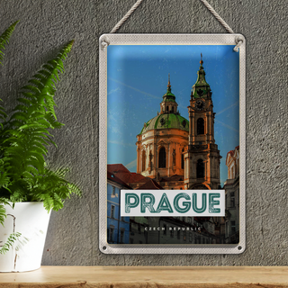 Blechschild Reise 20x30cm Prague St. Nikolaus Kirche Kostel