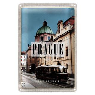 Blechschild Reise 20x30cm Prague Prag Straßenbahn Tschechien