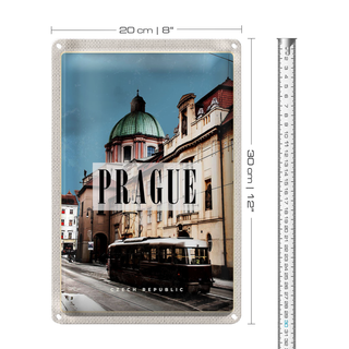 Blechschild Reise 20x30cm Prague Prag Straßenbahn Tschechien