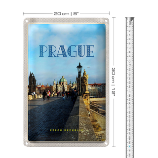 Blechschild Reise 20x30cm Prague Tschechien Altstadt Brücke