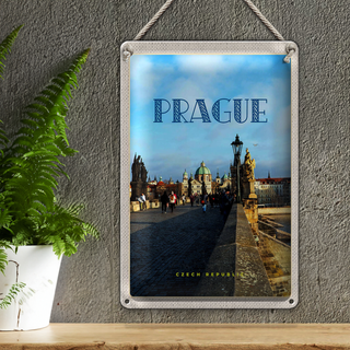 Blechschild Reise 20x30cm Prague Tschechien Altstadt Brücke