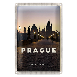Blechschild Reise 20x30cm Prague Tschechien Sonnenuntergang