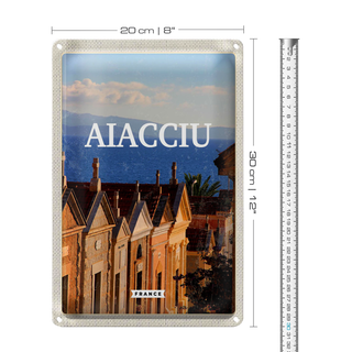 Blechschild Reise 20x30cm Ajaccio France Aussicht Meer