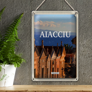 Blechschild Reise 20x30cm Ajaccio France Aussicht Meer