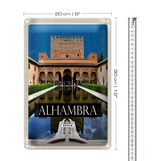 Blechschild Reise 20x30cm Retro Alhambra Spain Spanien