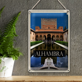 Blechschild Reise 20x30cm Retro Alhambra Spain Spanien