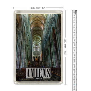 Blechschild Reise 20x30cm Amiens France Kathedrale