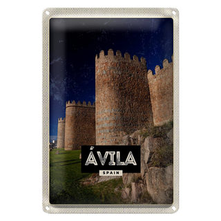Blechschild Reise 20x30cm Avila Spain Mittelalter Turm