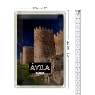 Blechschild Reise 20x30cm Avila Spain Mittelalter Turm