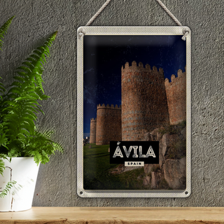 Blechschild Reise 20x30cm Avila Spain Mittelalter Turm