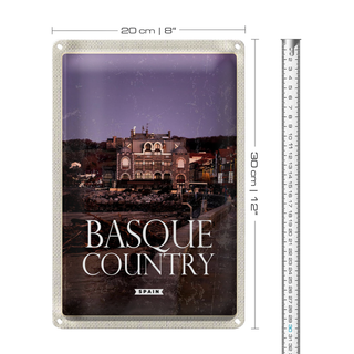 Blechschild Reise 20x30cm Retro Basque country Spain Baskenland