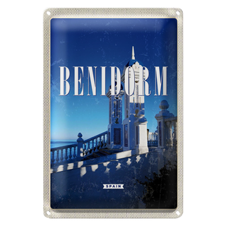Blechschild Reise 20x30cm Retro Benidorm Spain Spanien Badeort