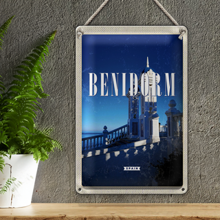 Blechschild Reise 20x30cm Retro Benidorm Spain Spanien Badeort