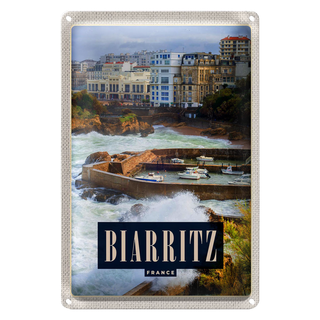 Blechschild Reise 20x30cm Biarritz France Seebad Urlaubsort Meer