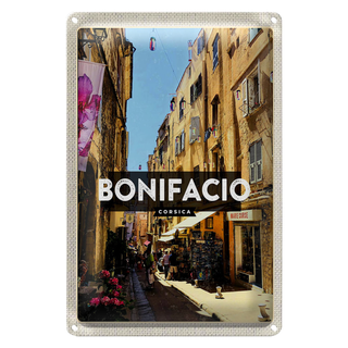 Blechschild Reise 20x30cm Bonifacio Corsica Insel Korsika Stadt