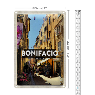 Blechschild Reise 20x30cm Bonifacio Corsica Insel Korsika Stadt