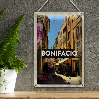 Blechschild Reise 20x30cm Bonifacio Corsica Insel Korsika Stadt
