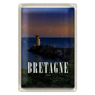 Blechschild Reise 20x30cm Retro Bretagne France Leuchtturm