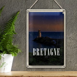 Blechschild Reise 20x30cm Retro Bretagne France Leuchtturm