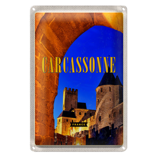 Blechschild Reise 20x30cm Retro Carcassonne France Mittelalter