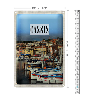 Blechschild Reise 20x30cm Cassis France Altstadt Meer Urlaub