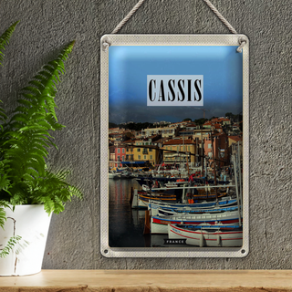 Blechschild Reise 20x30cm Cassis France Altstadt Meer Urlaub