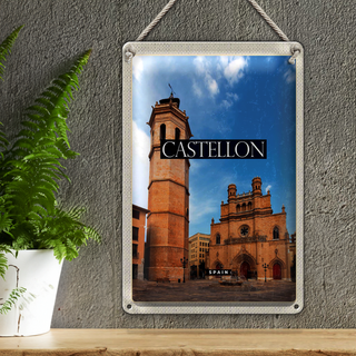 Blechschild Reise 20x30cm Retro Castellon Spain Küstenstadt